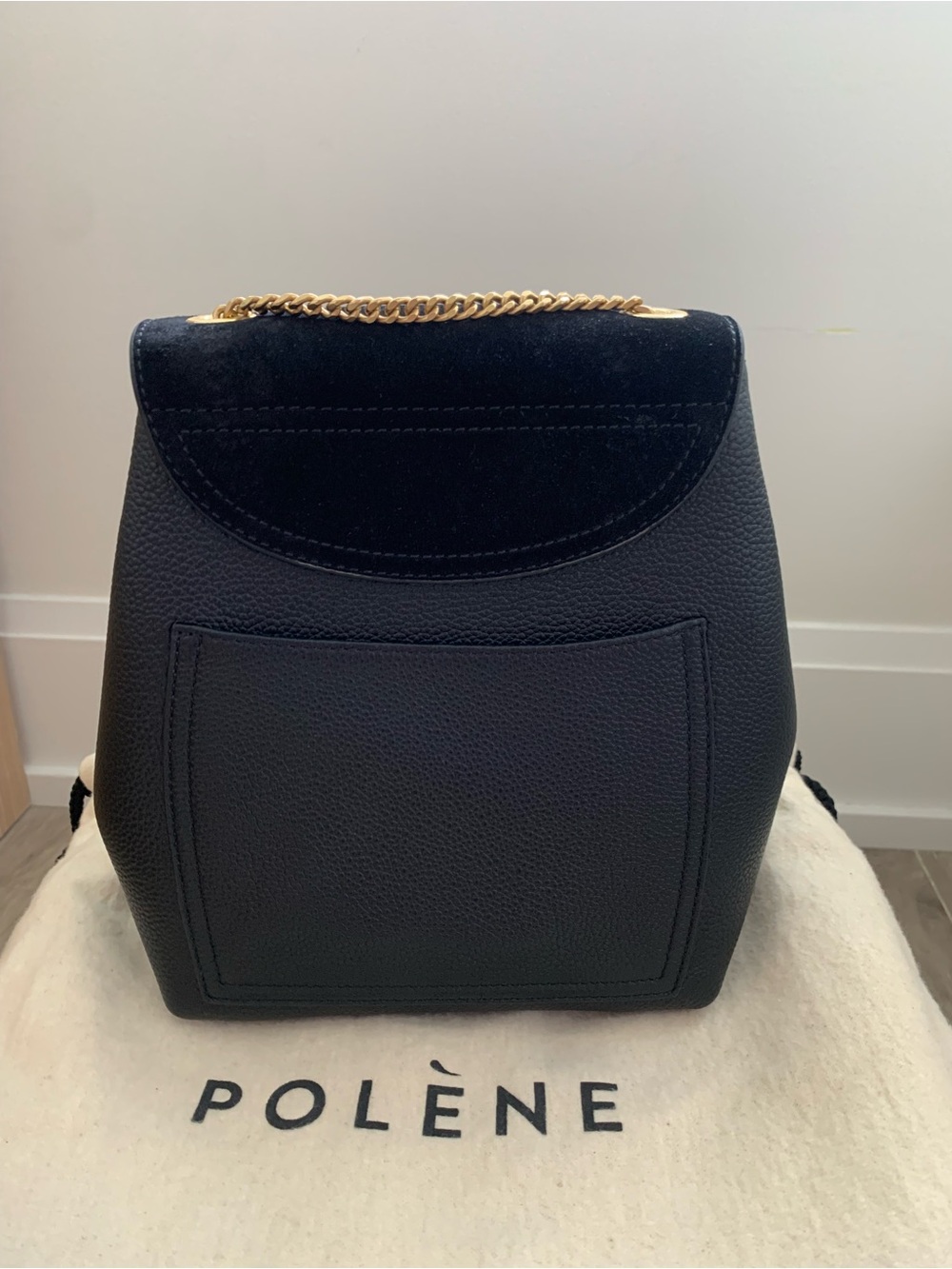 Polene Numero Un Mini Backpack-Black Leather & Suede - Picture 3 of 12